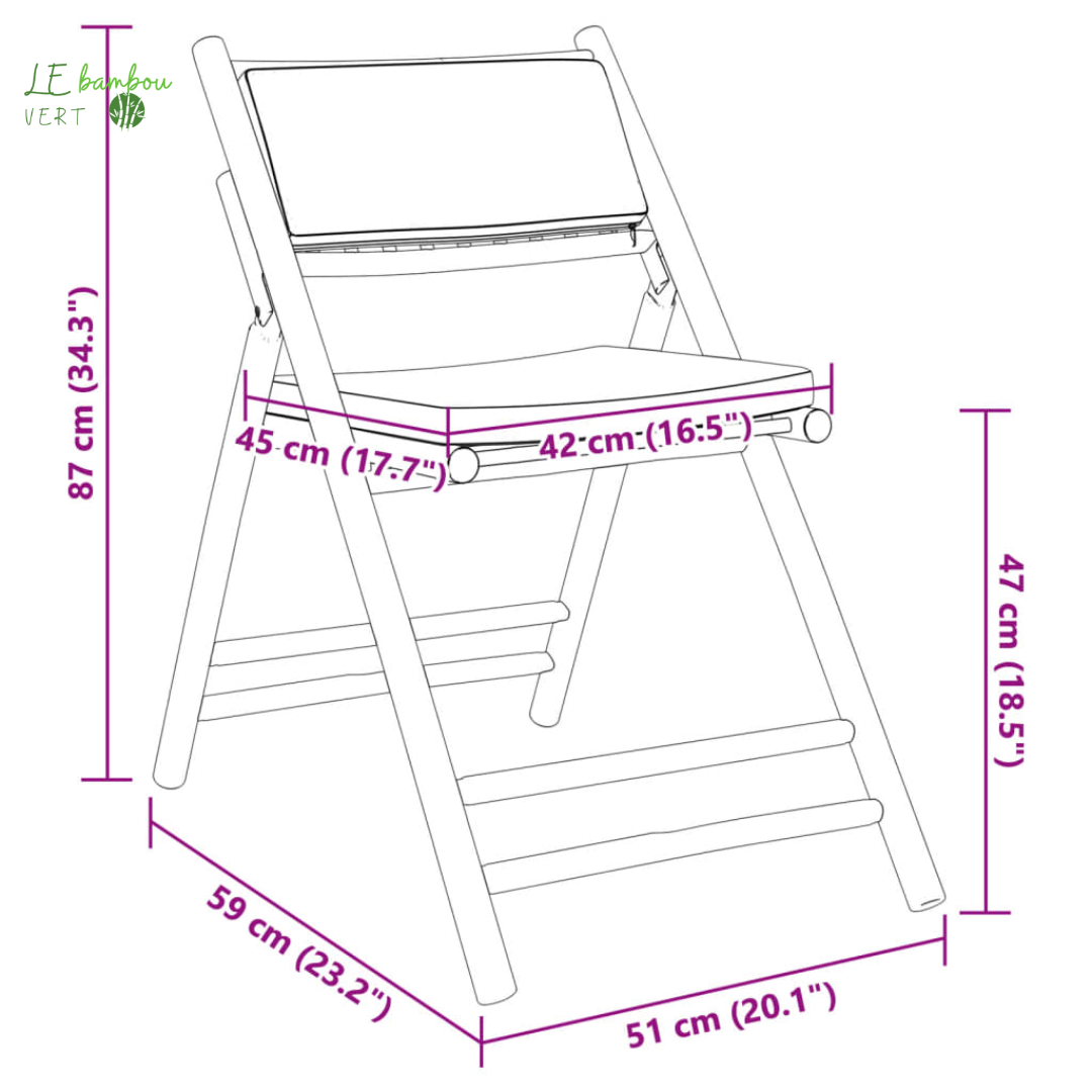 Ensemble tables et chaises pliantes en bambou 5 pcs