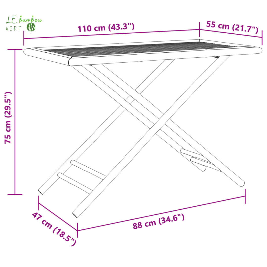 Ensemble tables et chaises pliantes en bambou 5 pcs