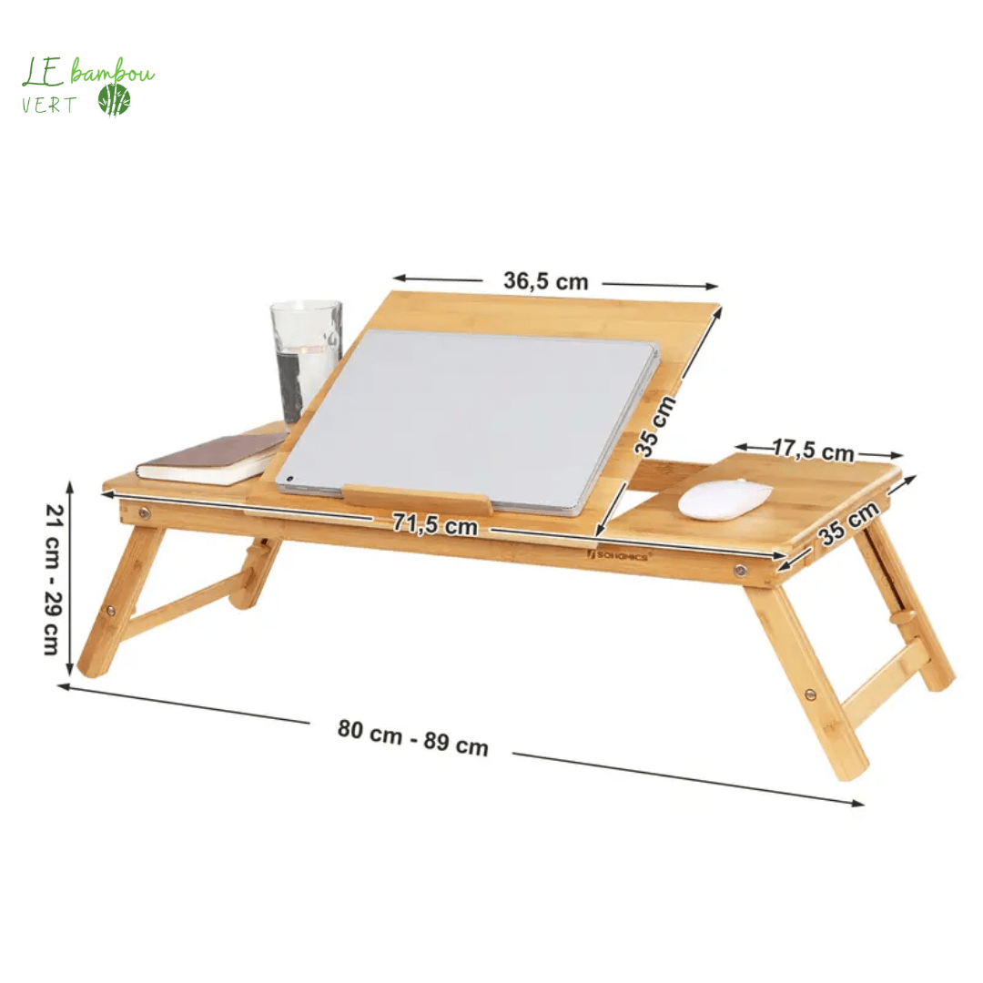 Table de lit pliante en Bambou pour ordinateur portable 604178063696337-Beige le bambou vert