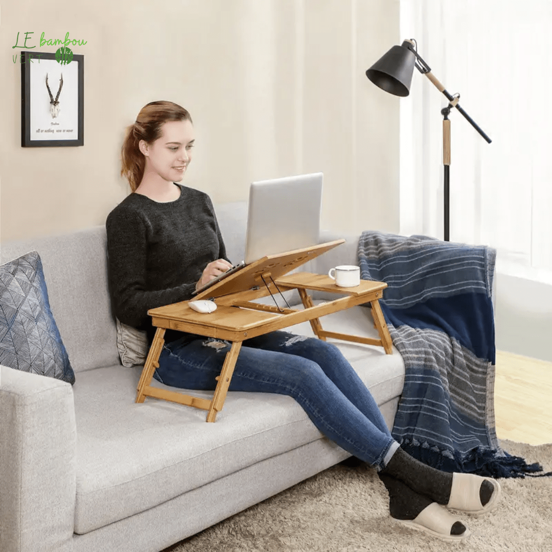 Table de lit pliante en Bambou pour ordinateur portable 604178063696337-Beige le bambou vert