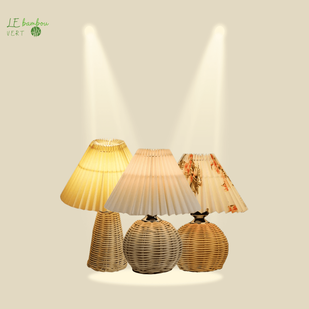 Lot de 2 lampes de chevet en bambou de 32 cm 13 pouces, lampe de table,  lampadaire pour chambre à coucher, salon, lampe en bambou pour la  décoration intérieure -  France