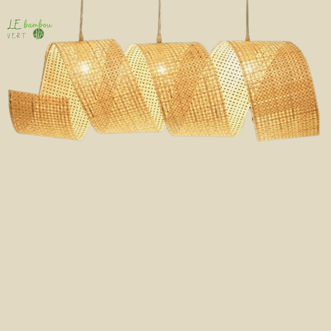 Lustre en Bambou moderne Spirale 1005005922643722-Bamboo Natural Color-1 M  300(3 Light Sou le bambou vert